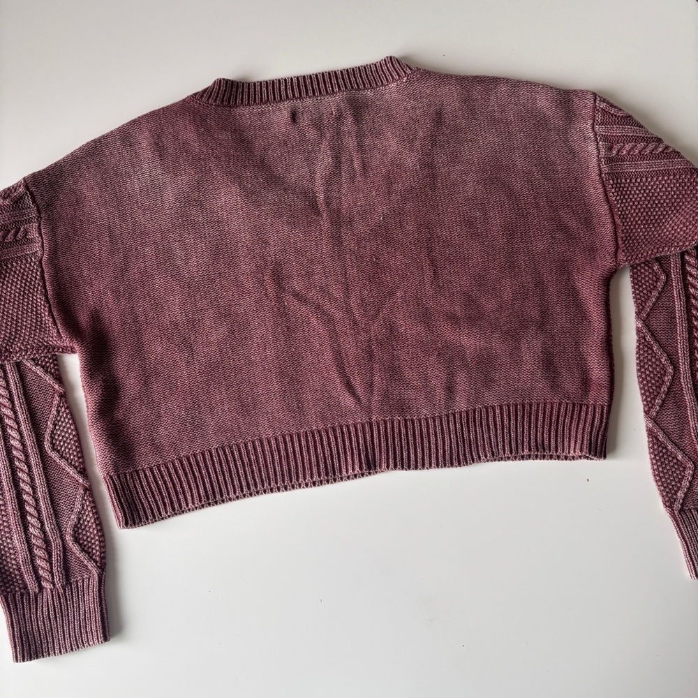 Aeropostale Cropped Cable Knit Sweater, Size L - Picture 3 of 8